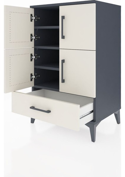 Hyperion Komodin 4 Raflı Tek Çekmeceli 4 Kapaklı 60X44X96 Antrasit-Aytaşı fırsatları