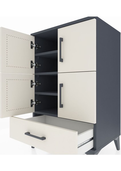 Hyperion Komodin 4 Raflı Tek Çekmeceli 4 Kapaklı 60X44X96 Antrasit-Aytaşı indirimleri