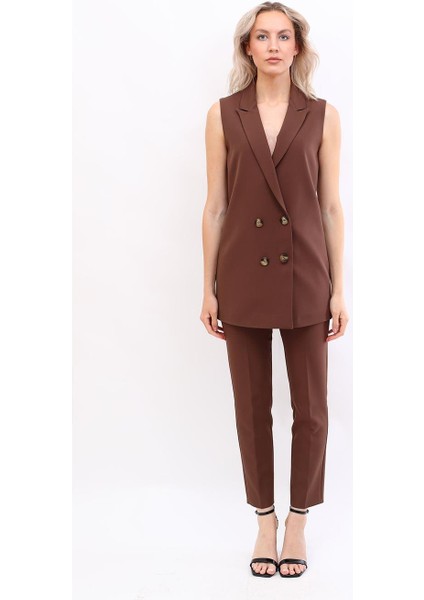 Midi Boy Klasik Yelek & Boru Paça Pantolon-Kestane fırsatları