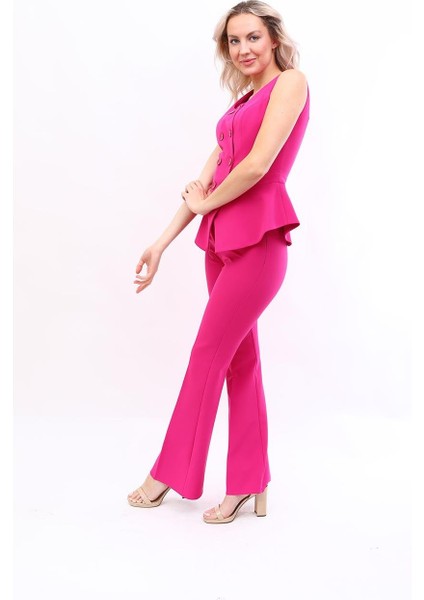 Aller Yelek & Ispanyol Paça Pantolon Takım-Fuşya modelleri