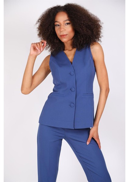 Uzun Klasik Yelek & Boru Paça Pantolon Takım-Indigo fiyatları