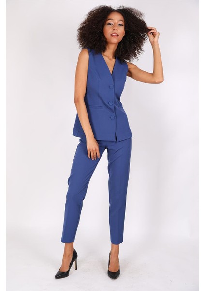 Uzun Klasik Yelek & Boru Paça Pantolon Takım-Indigo modelleri