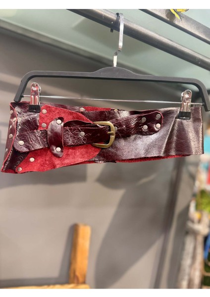 Scarlet Deri Kemer | El Yapımı Kırmızı Bohem Tasarım