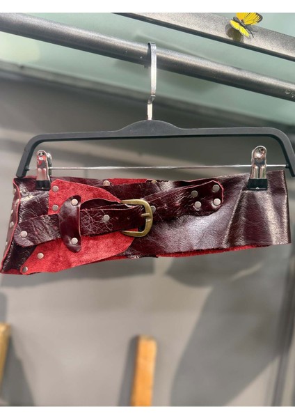 Scarlet Deri Kemer | El Yapımı Kırmızı Bohem Tasarım fiyatları