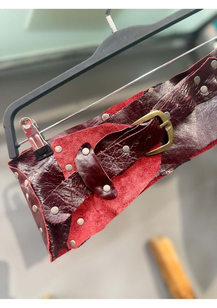 Scarlet Deri Kemer | El Yapımı Kırmızı Bohem Tasarım modelleri