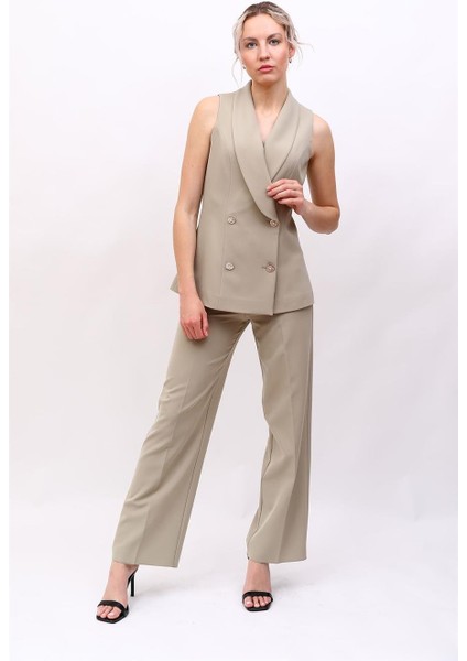 Abiye Yelek & Bol Paça Pantolon Takım-Bambu