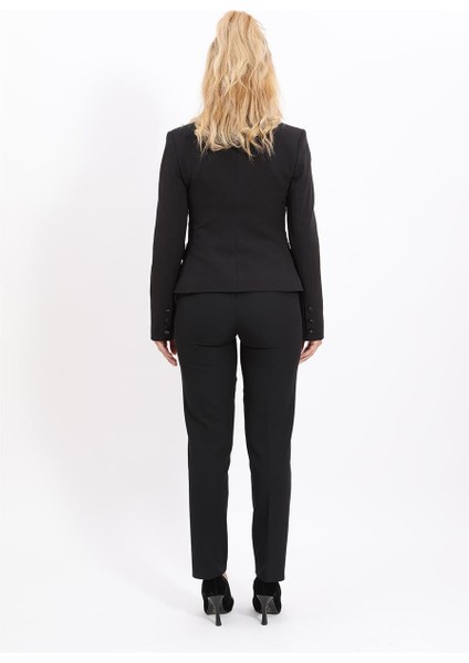 Peplum Ceket & Boru Paça Pantolon Takım-Siyah modelleri