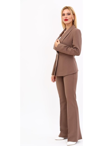 Amerikan Yaka Klasik Ceket & Ispanyol Paça Pantolon-Kahve fiyatları