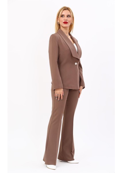 Amerikan Yaka Klasik Ceket & Ispanyol Paça Pantolon-Kahve modelleri