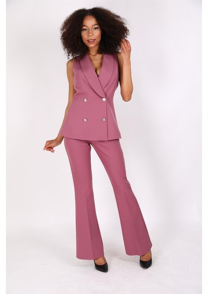 Abiye Yelek & Ispanyol Paça Pantolon Takım-Rose fiyatları