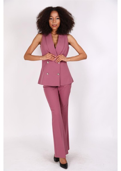 Abiye Yelek & Ispanyol Paça Pantolon Takım-Rose modelleri