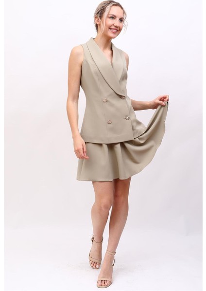 Abiye Yelek & Kısa Kloş Etek Takım-Bambu