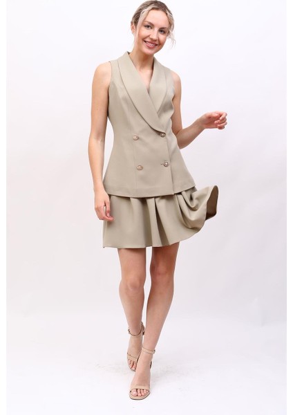 Abiye Yelek & Kısa Kloş Etek Takım-Bambu modelleri
