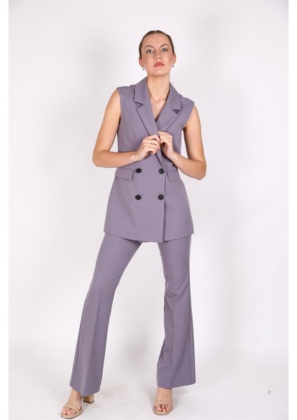 Blazer Yelek & Ispanyol Paça Pantolon-Antrasit