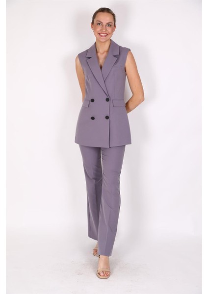 Blazer Yelek & Ispanyol Paça Pantolon-Antrasit modelleri