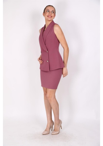 Abiye Yelek & Kısa Klem Etek Takım-Rose modelleri