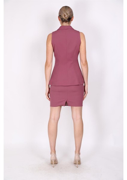 Abiye Yelek & Kısa Klem Etek Takım-Rose fırsatları