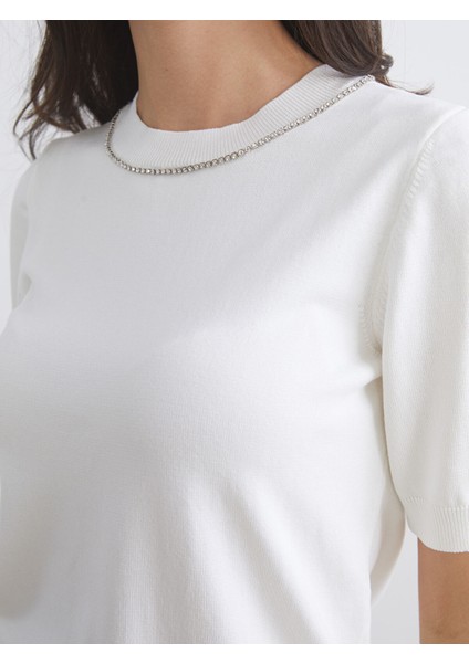 Yeni Sezon Bisiklet Yaka Taşlı Kadın Triko Kazak modelleri