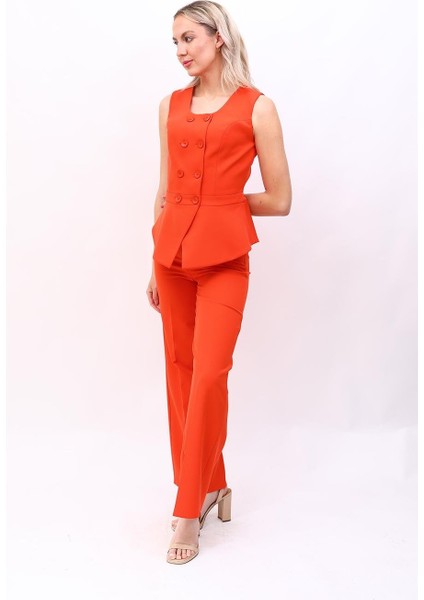 Aller Yelek & Bol Paça Pantolon Takım-Turuncu fiyatları
