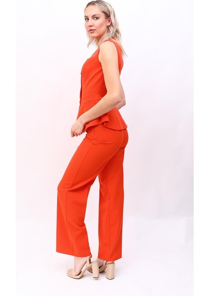 Aller Yelek & Bol Paça Pantolon Takım-Turuncu fırsatları