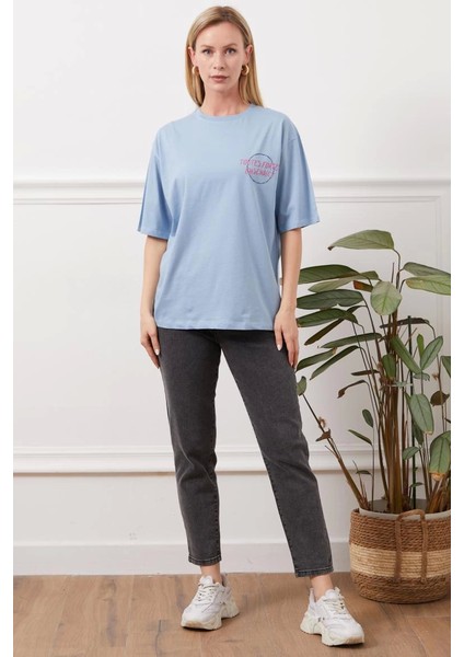 Baskılı Tişört Mavi fırsatları