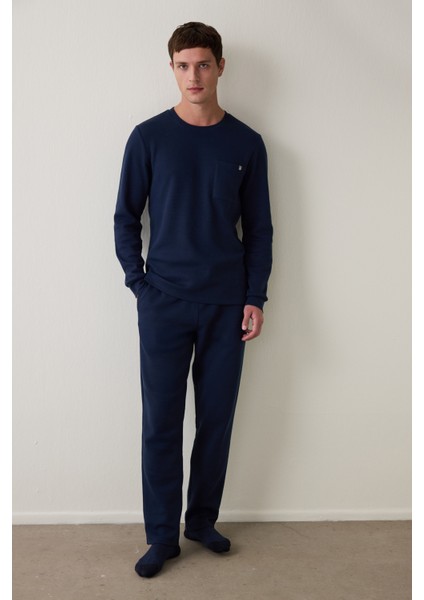 Lacivert Erkek Cepli Pijama Takımı