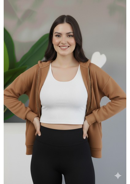 Kadın Genç Unisex Cepli Kapüşonlu Fermuarlı Sweatshirt Hırka indirimleri