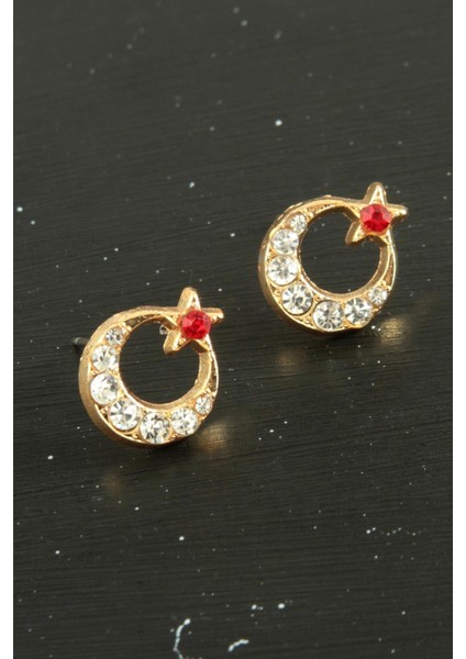 Wizard Ay Yıldız Taşlı Minik Küpe-Sarı fiyatları