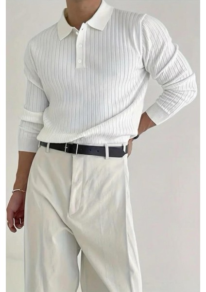 Josse Slim Fit Old Money Düğmeli Polo Yaka Triko Kazak fiyatları