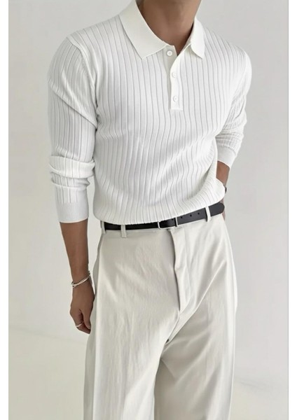 Josse Slim Fit Old Money Düğmeli Polo Yaka Triko Kazak modelleri