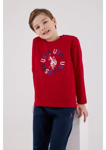 U.s. Polo Assn Uzun Kol Pijama Takım US2214-4 Kırmızı modelleri