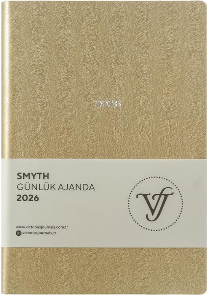 Smyth 2026 Günlük Ajanda A5 (14X20,5CM) Ivory 80 Gsm 416 Sayfa. Esnek Kapak. Gümüş Yaldız Kenar.altın