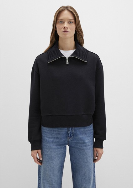 Kadın Yarım Fermuarlı Sweatshırt Siyah 1S10434-900 fırsatları