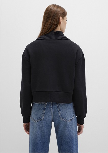 Kadın Yarım Fermuarlı Sweatshırt Siyah 1S10434-900 indirimleri