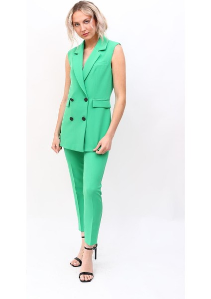 Midi Boy Klasik Yelek & Boru Paça Pantolon-Yeşil fiyatları
