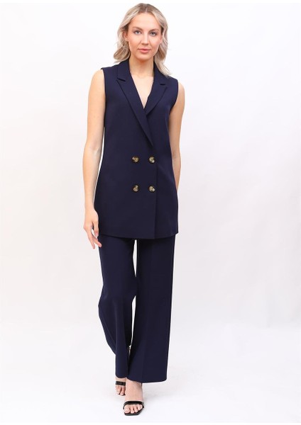 Midi Boy Klasik Yelek & Bol Paça Pantolon-Lacivert