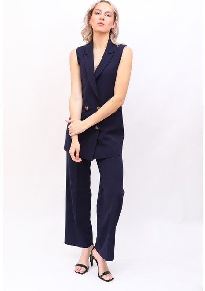 Midi Boy Klasik Yelek & Bol Paça Pantolon-Lacivert fiyatları