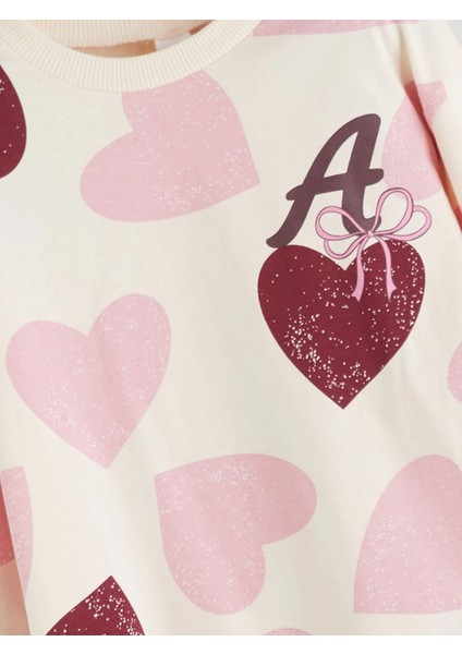 Lcw Baby Ekru Bisiklet Yaka Kalp Baskılı Kız Çocuk Tişört fiyatları
