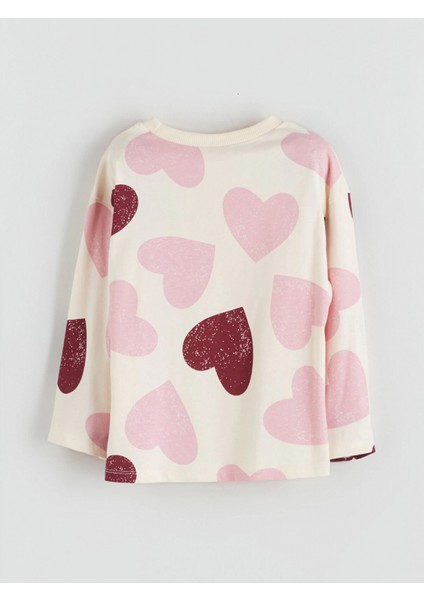 Lcw Baby Ekru Bisiklet Yaka Kalp Baskılı Kız Çocuk Tişört modelleri