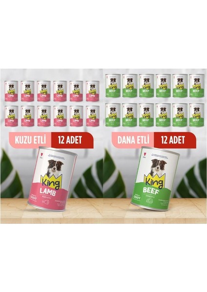 Sos Içerisinde Et Parçacıklı Kuzu Etli ve Dana Etli Köpek Konservesi 400 Gr*24 Adet