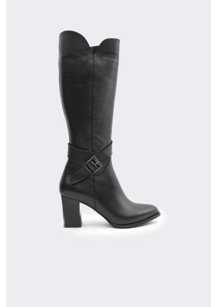 Hakiki Deri Topuklu Kadın Çizme