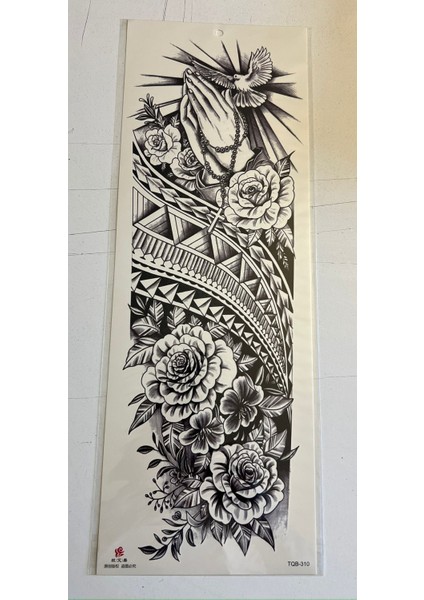 Dua Çiçekler 1 Hafta Kalıcı Tam Kol Bacak Yapıştırma Geçici Dövme 46 cm