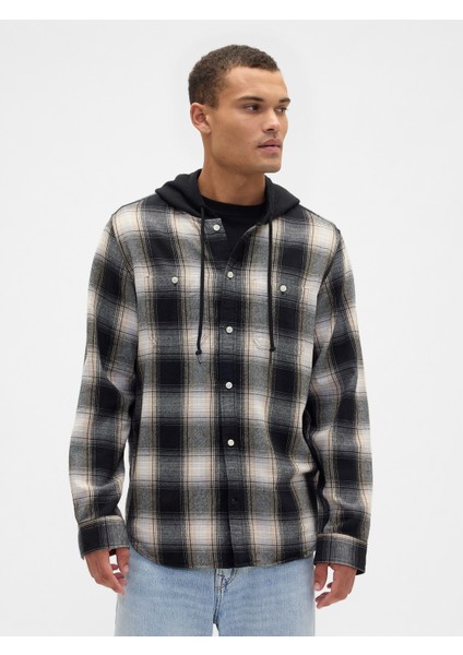 Erkek Siyah Standart Fit Oxford Gömlek