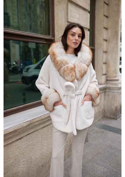 Furora Hakiki Kürk Kaban Beyaz fırsatları