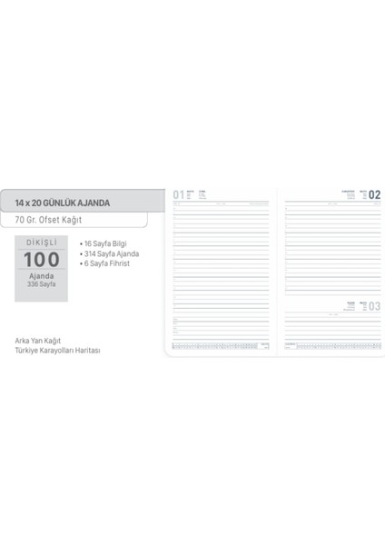 2026 100-ECK Iplik Dikişli - Sert Kapak 14X20 Günlük Beyaz Ajanda Lacivert modelleri