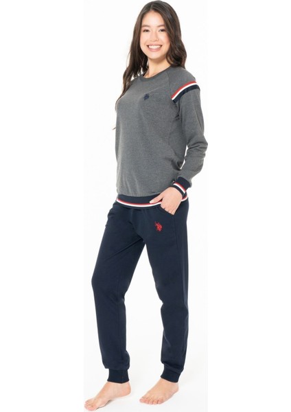 20118 Kadın Antrasıt Melanj Yuvarlak Yaka Uzun Kollu Pijama Takımı fiyatları