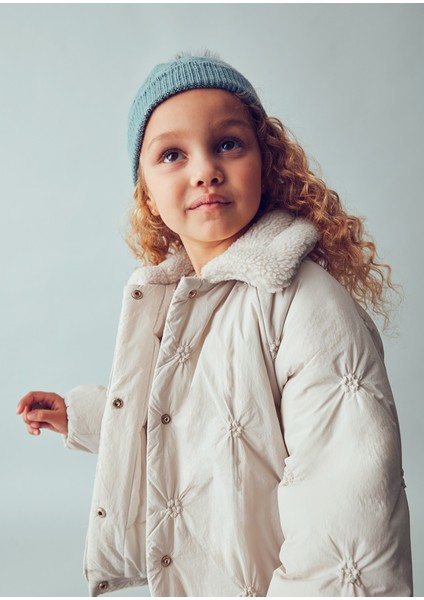 4446-20 Kız Çocuk Ekru Mont