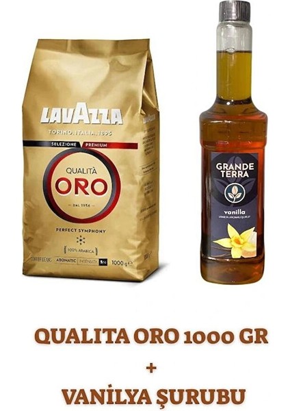 Qualità Oro Kahve Çekirdeği 1000 gr ve Grande Terra Vanilya Şurubu 750 ml Seti