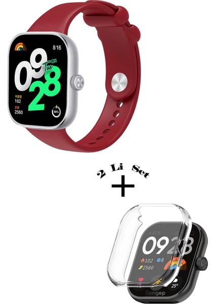Xiaomi Redmi Watch 4 / 5 Uyumlu Yumuşak Silikon Kordon + Kasa ve Ekran Koruyucu