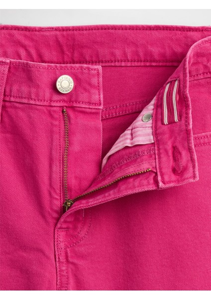 Kız Çocuk Pembe High Rise Stride Wide-Leg Ankle Jean Pantolon fiyatları